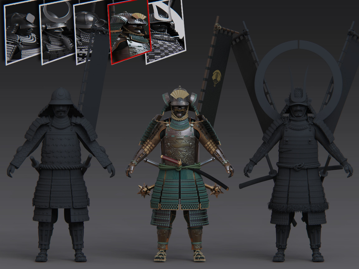 09-ancient japanese armor 3D model_10
