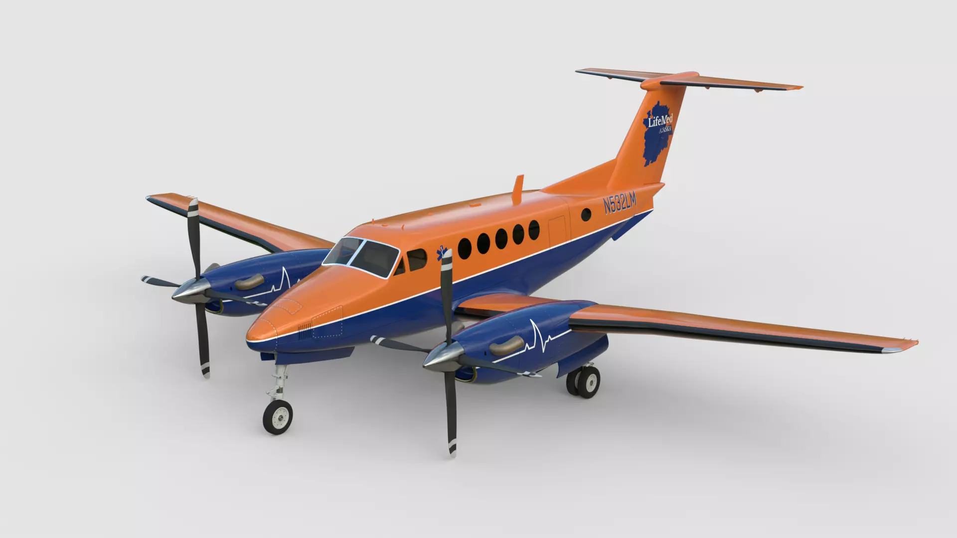 Beechcraft King Air LifeMed Alaska Livery 3D model