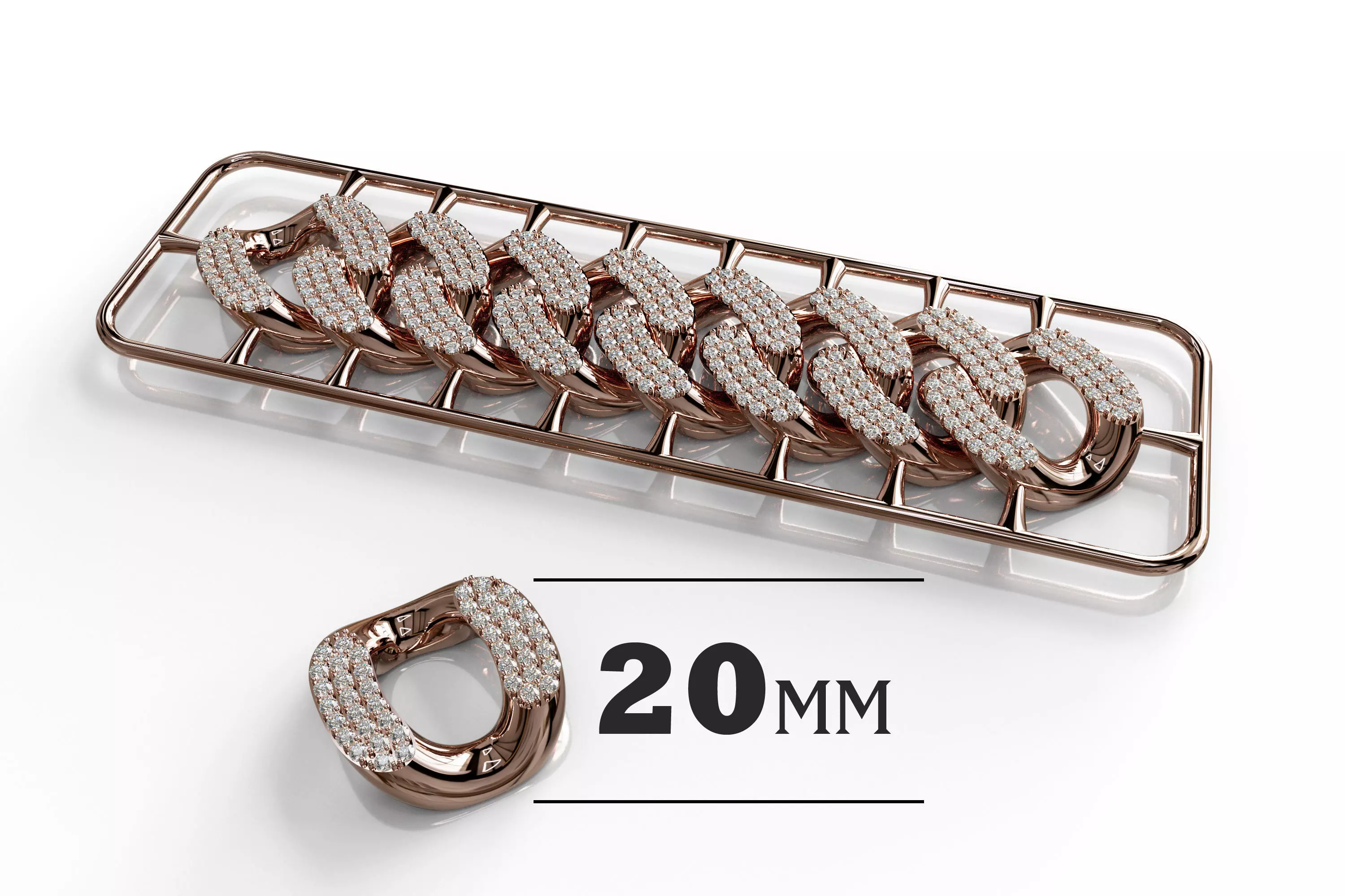 20mm Wide CUBAN Link Chain - SOLID FOR BRACELETS OR NECKLACE 3D print model
