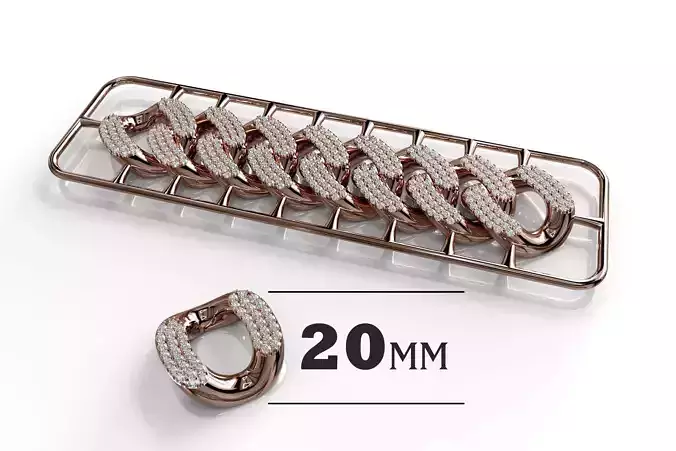 20mm Wide CUBAN Link Chain - SOLID FOR BRACELETS OR NECKLACE 3D print model