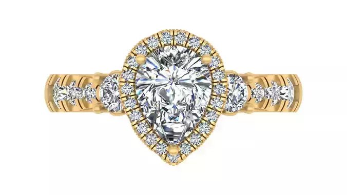 Pear-Cut Blue Gemstone Engagement Ring