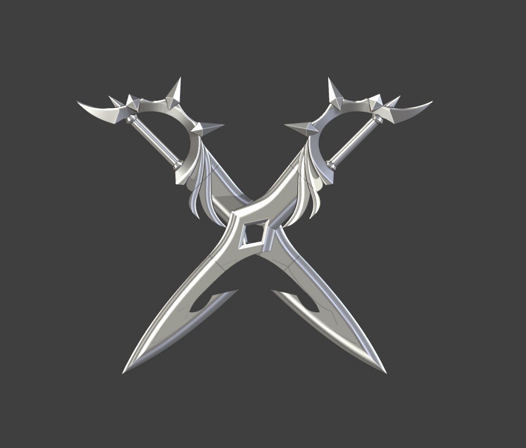 Tartaglia dual sword or Childe swords 3D print model_1