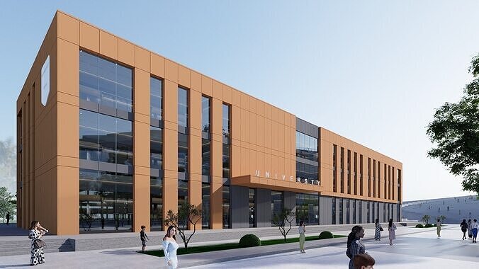 realistic university Low-poly 3D model 2