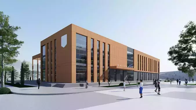 realistic university Low-poly 3D model