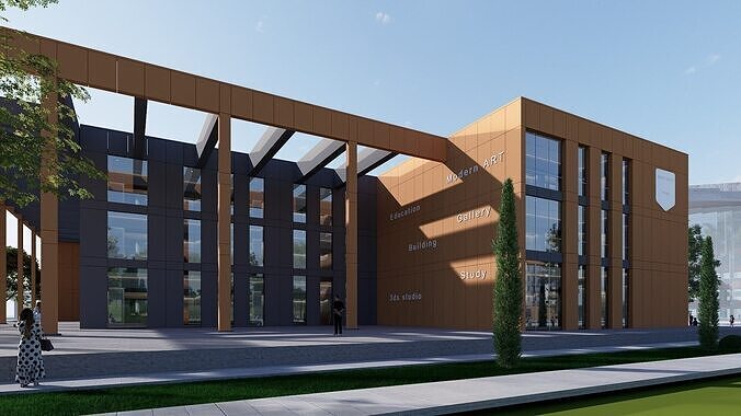 realistic university Low-poly 3D model 4