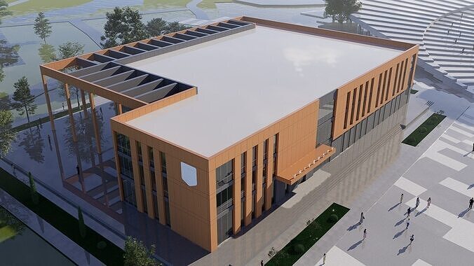realistic university Low-poly 3D model 6