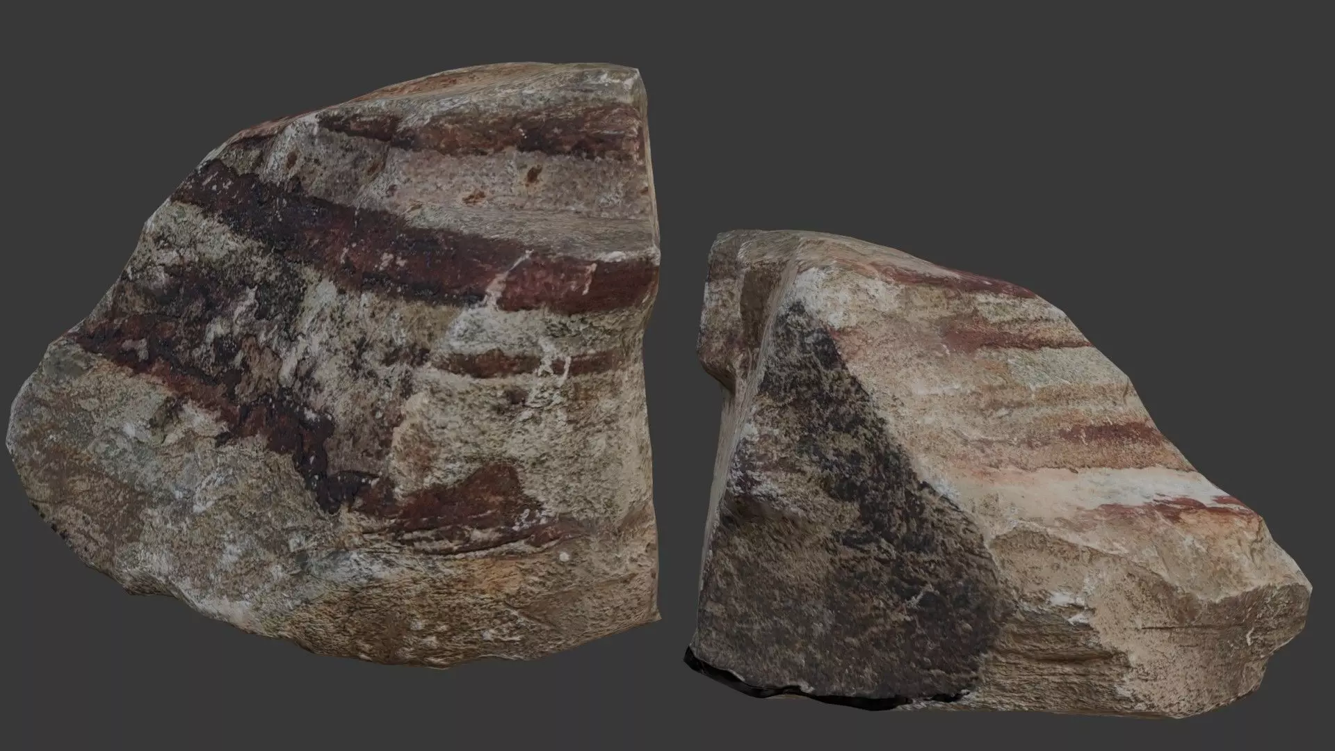 Striped Sedimentary Rock Low-poly 3D model_0