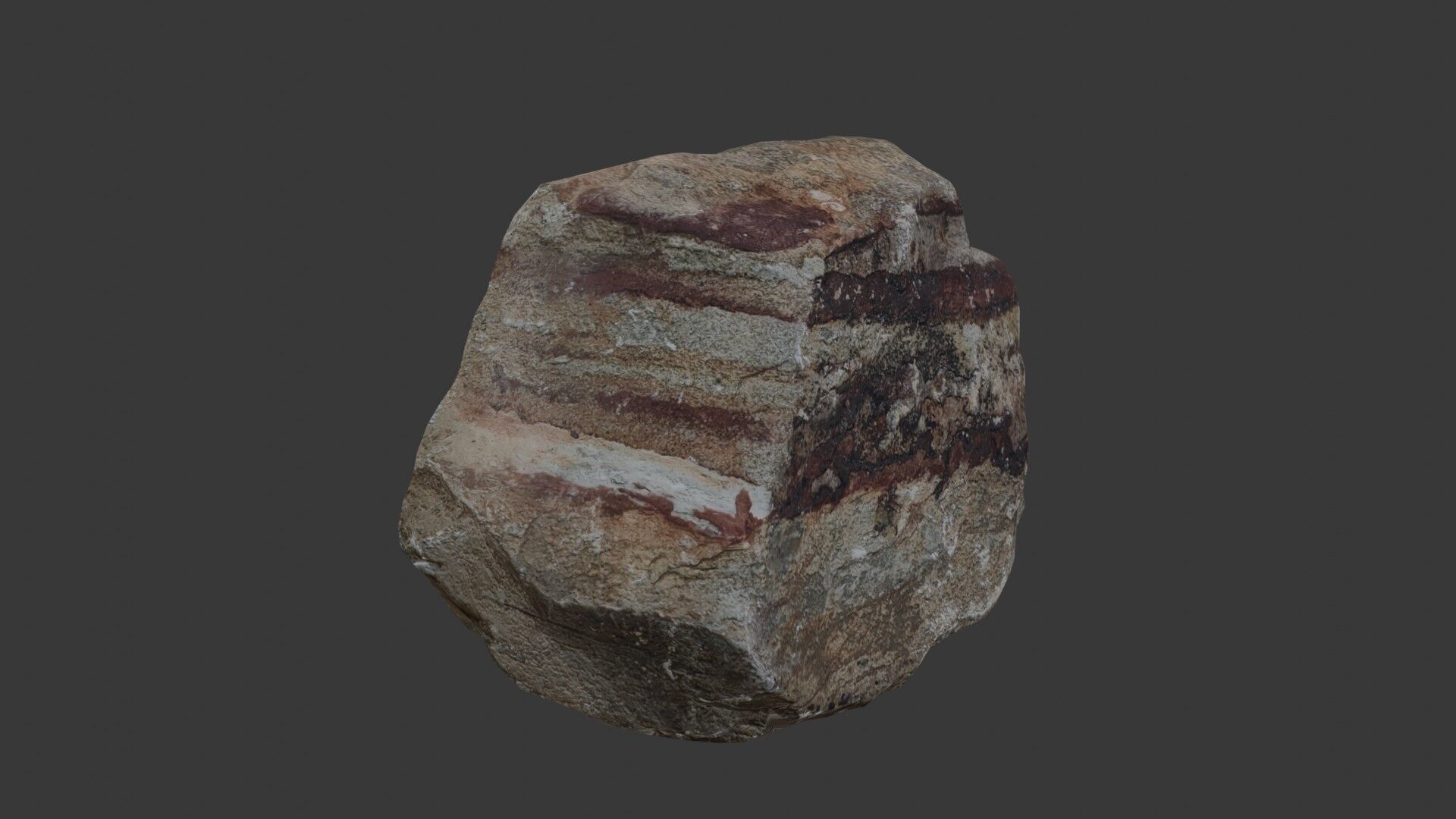 Striped Sedimentary Rock Low-poly 3D model_5