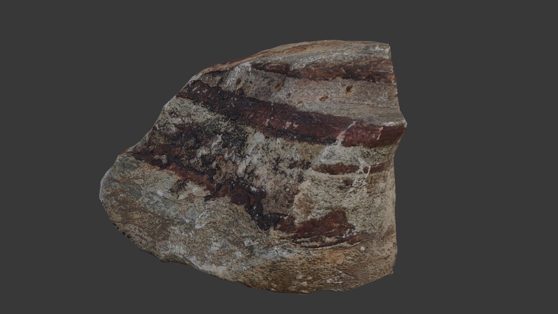Striped Sedimentary Rock Low-poly 3D model_1