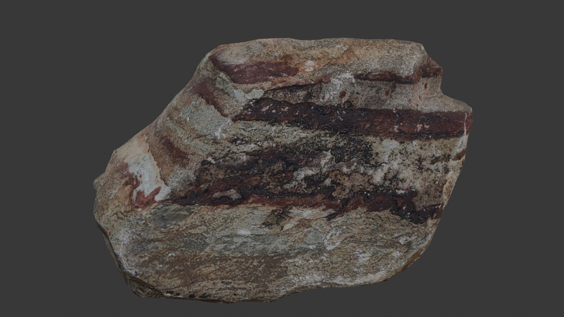 Striped Sedimentary Rock Low-poly 3D model_4