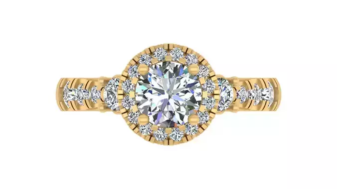 Round-Cut Blue Gemstone Halo Engagement Ring