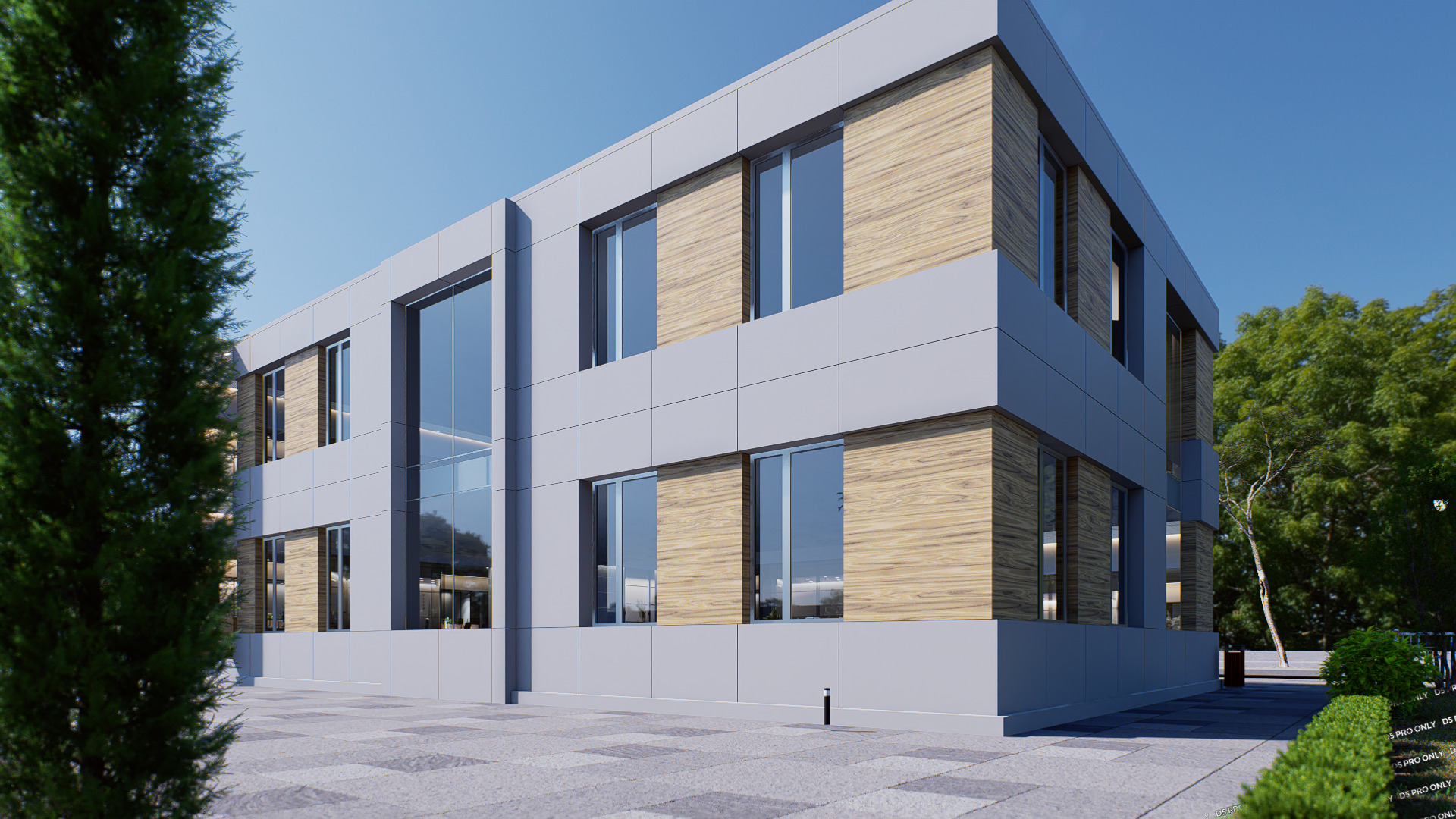 Commercial building Low-poly 3D model_3
