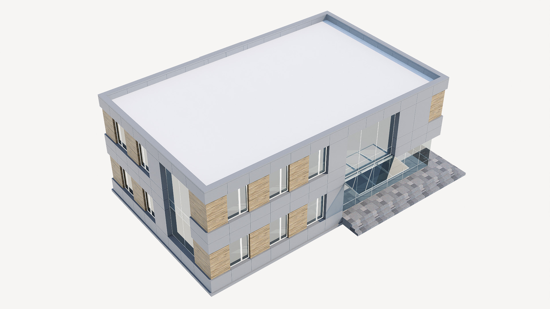 Commercial building Low-poly 3D model_6