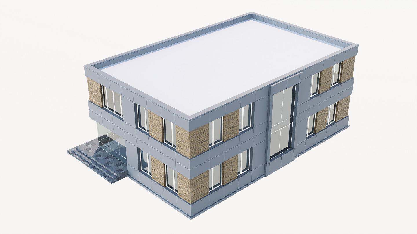 Commercial building Low-poly 3D model_9