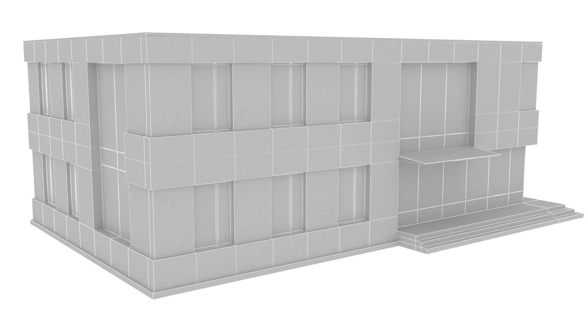 Commercial building Low-poly 3D model_12