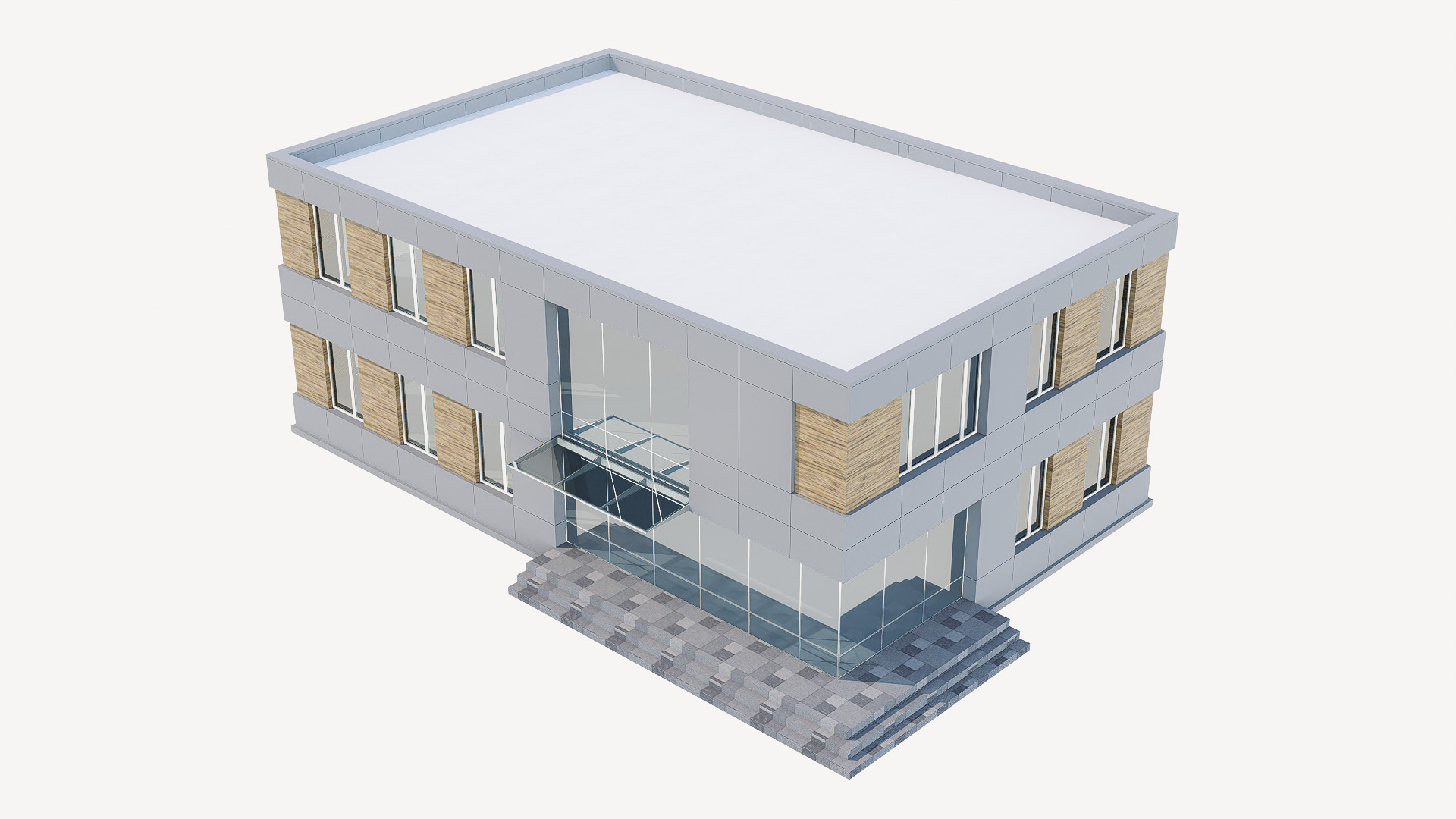 Commercial building Low-poly 3D model_8