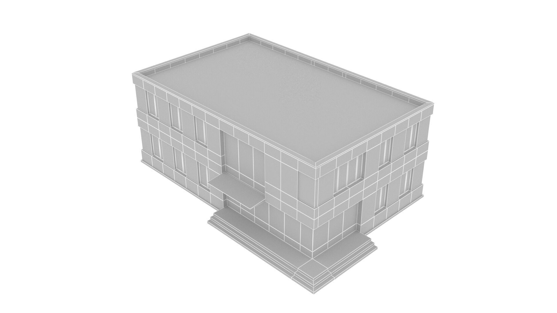 Commercial building Low-poly 3D model_11