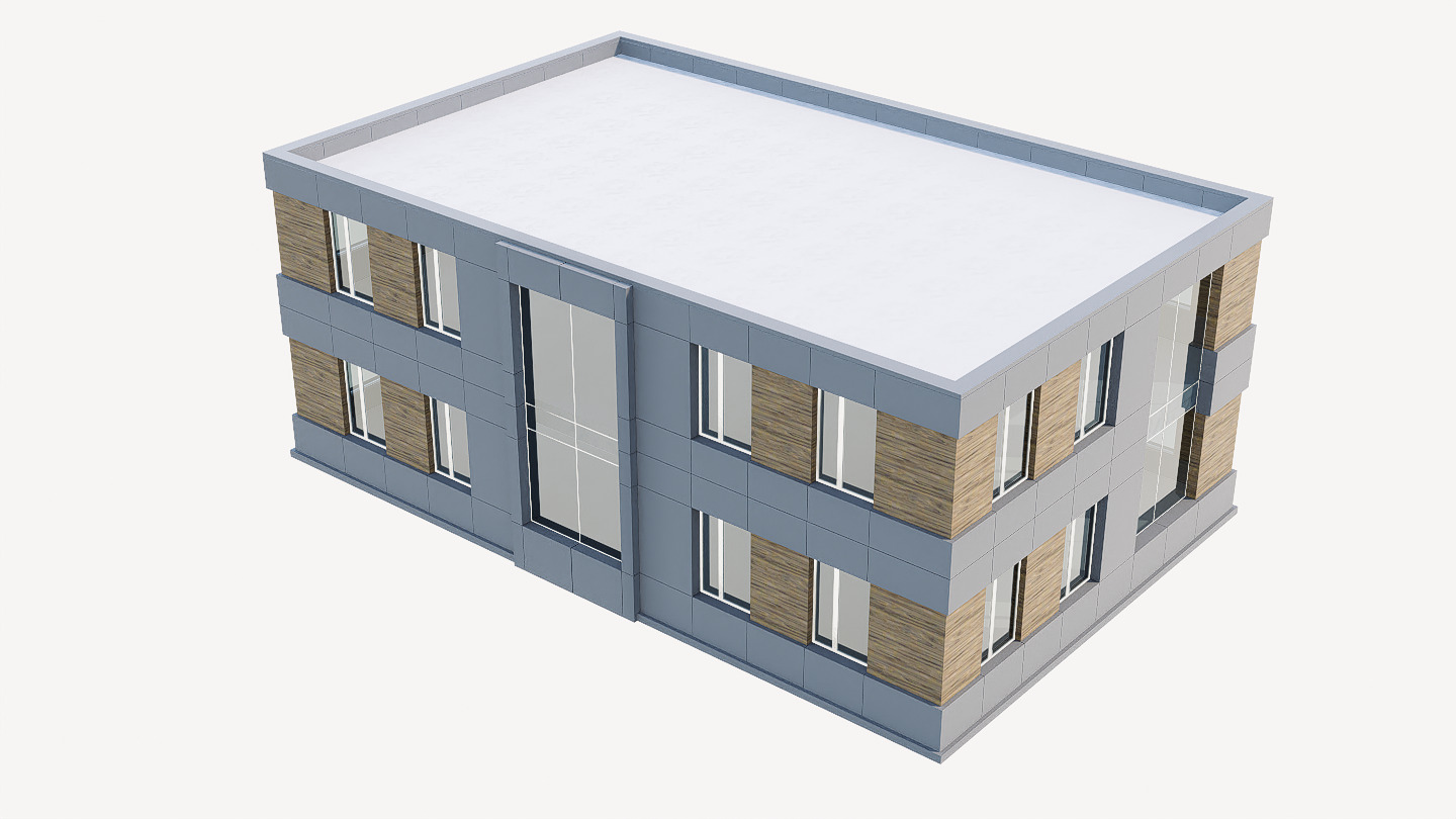 Commercial building Low-poly 3D model_7