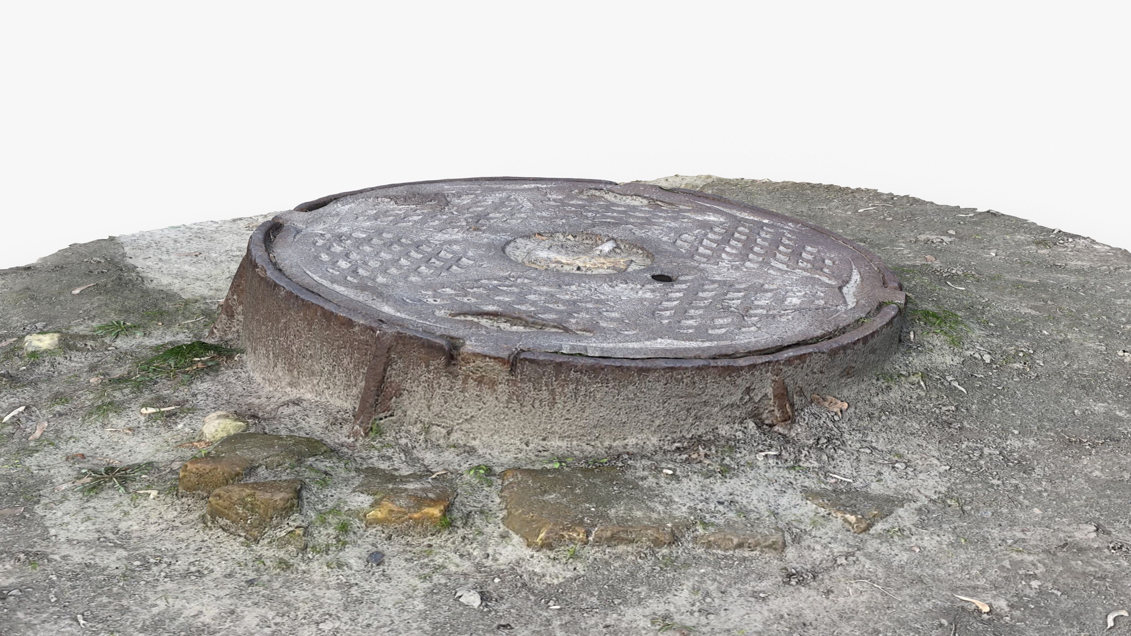 Photorealistic 3D scan of manhole Hatch cover Sewer Manhole Low-poly 3D model_12