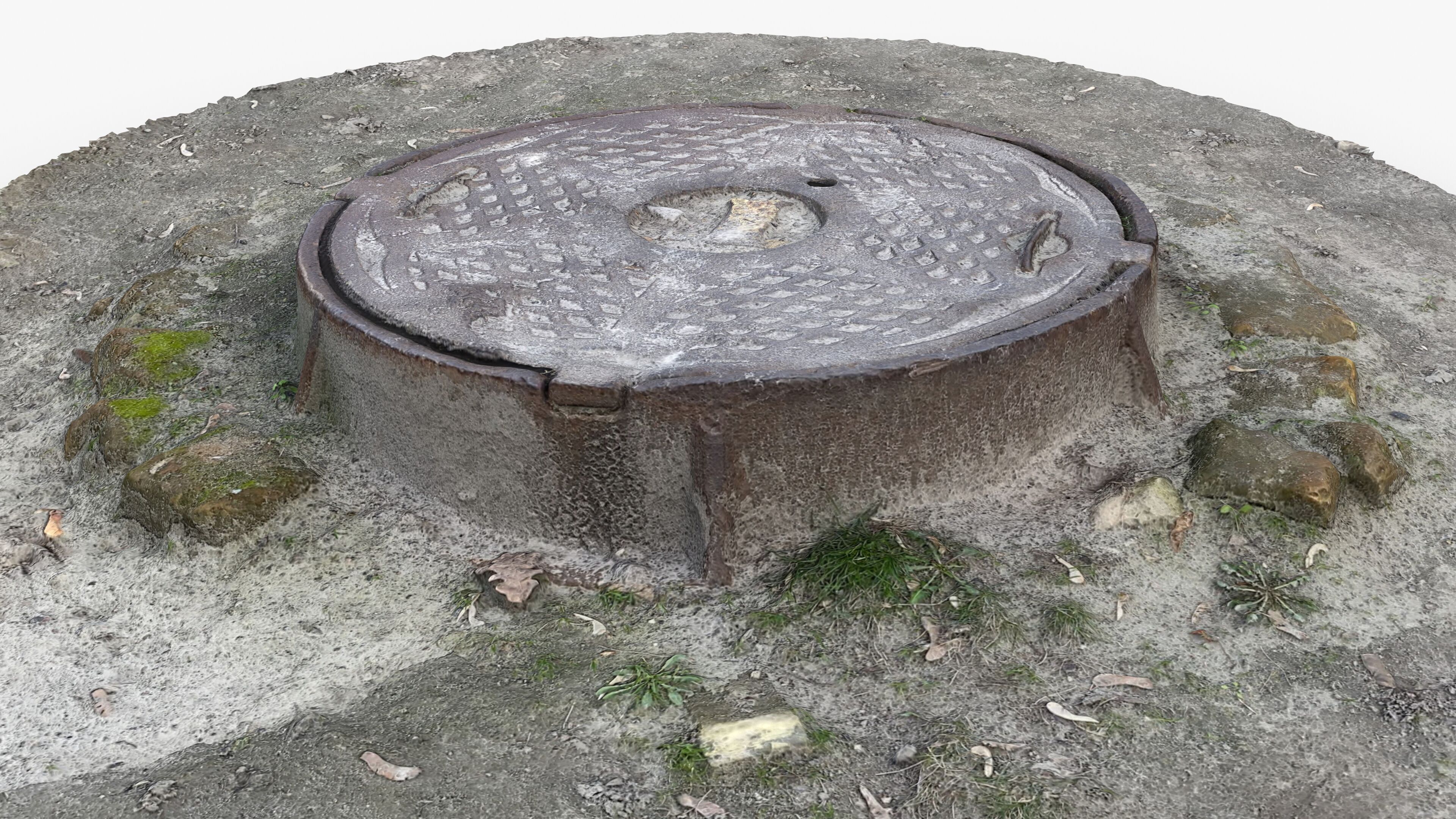Photorealistic 3D scan of manhole Hatch cover Sewer Manhole Low-poly 3D model_3