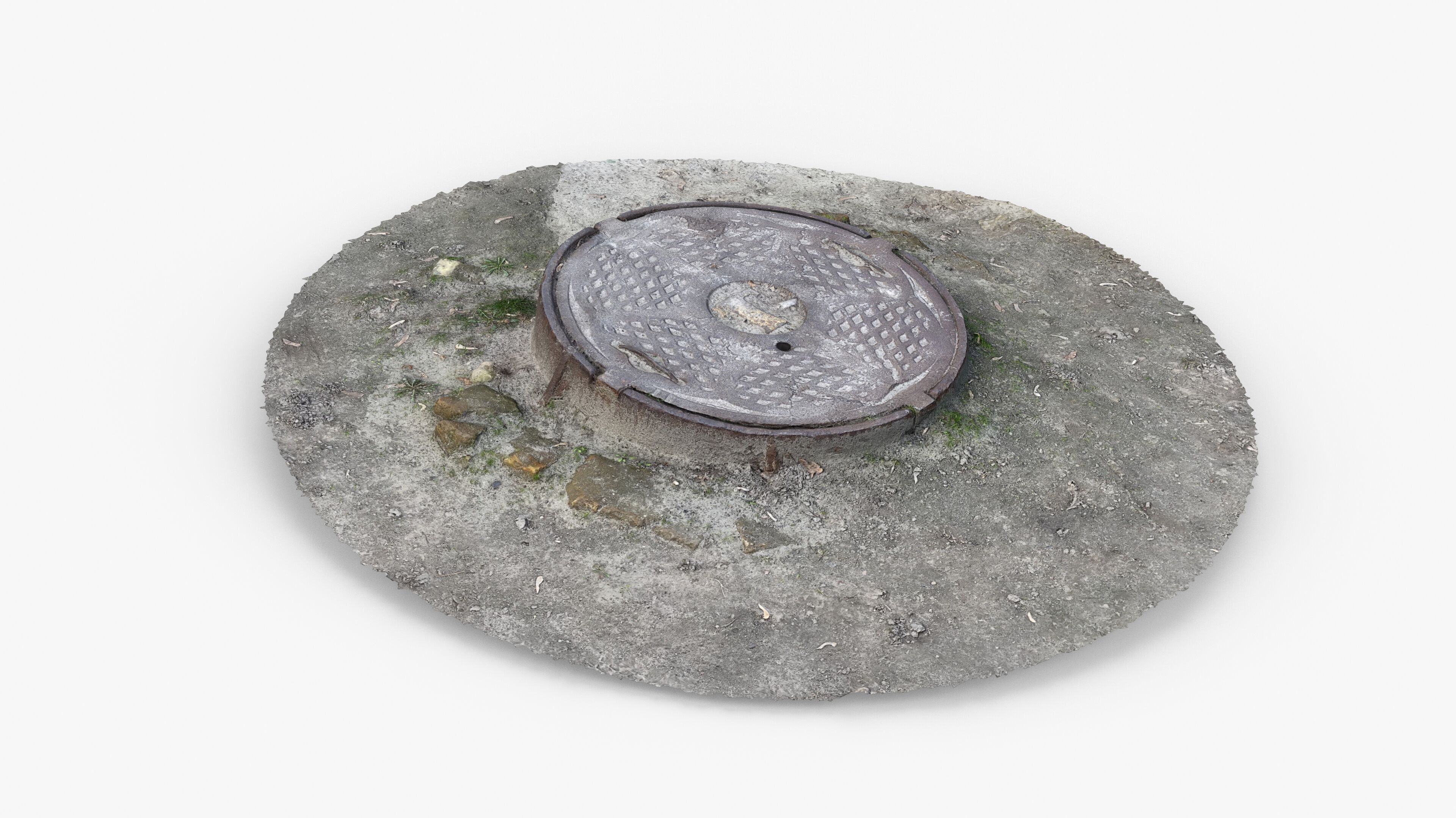 Photorealistic 3D scan of manhole Hatch cover Sewer Manhole Low-poly 3D model_5