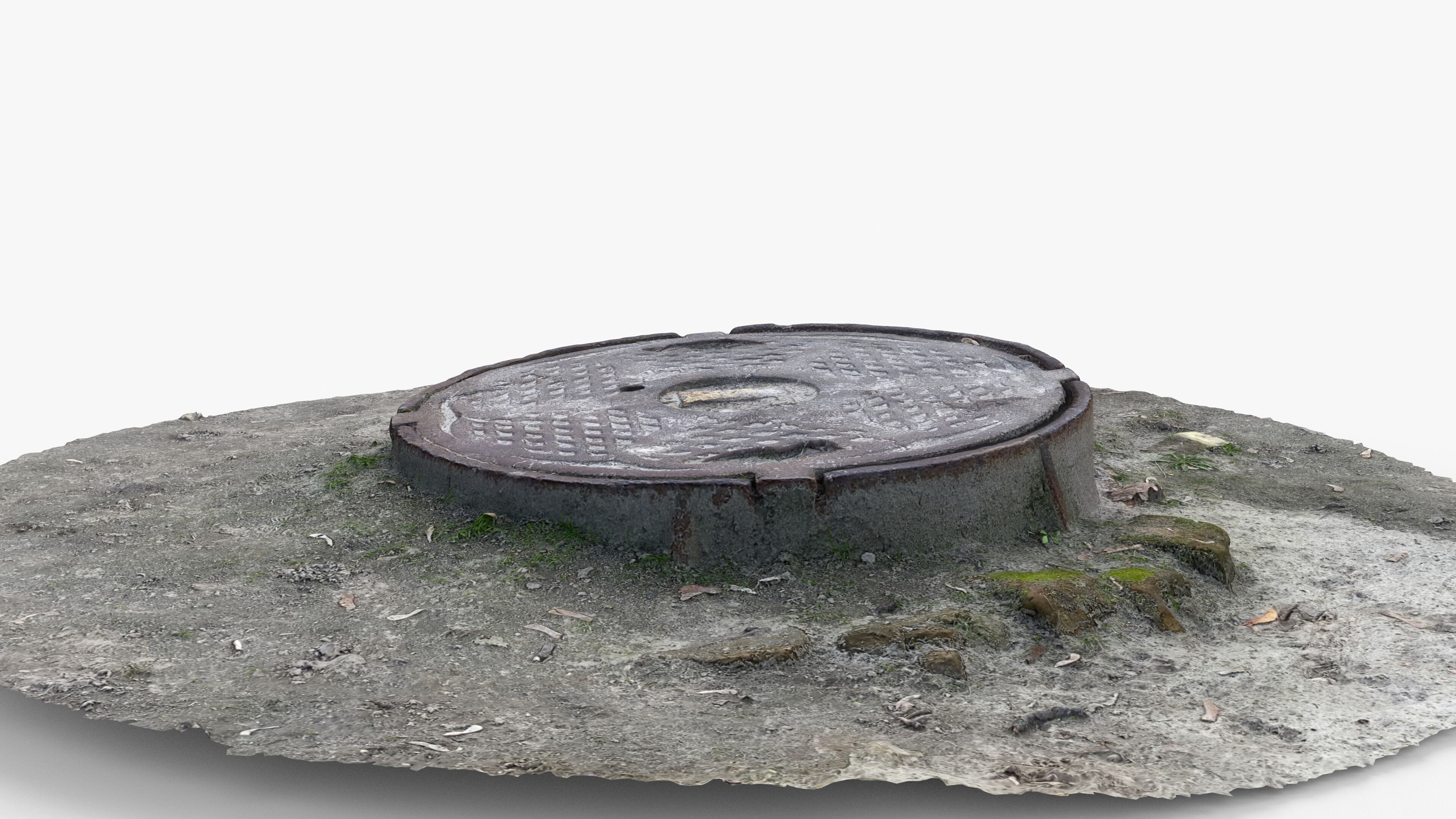 Photorealistic 3D scan of manhole Hatch cover Sewer Manhole Low-poly 3D model_14