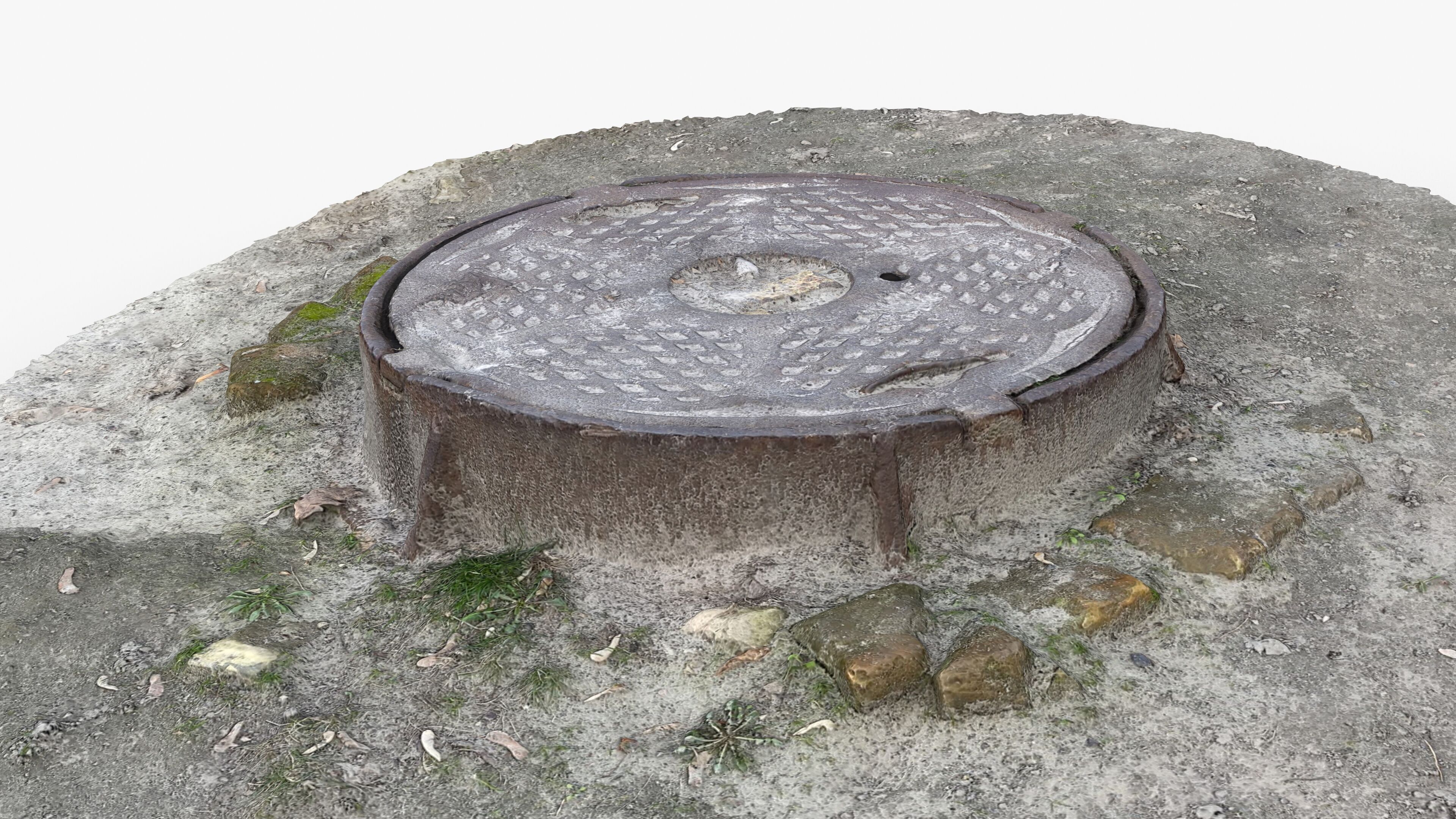 Photorealistic 3D scan of manhole Hatch cover Sewer Manhole Low-poly 3D model_7