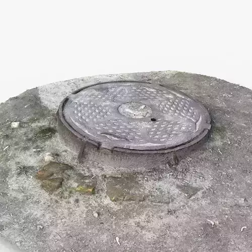 Photorealistic 3D scan of manhole Hatch cover Sewer Manhole