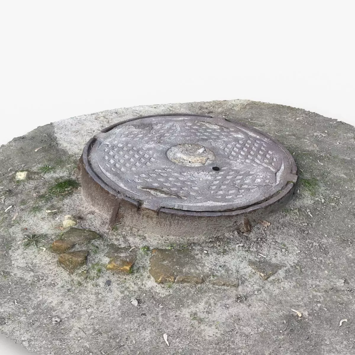 Photorealistic 3D scan of manhole Hatch cover Sewer Manhole Low-poly 3D model_0