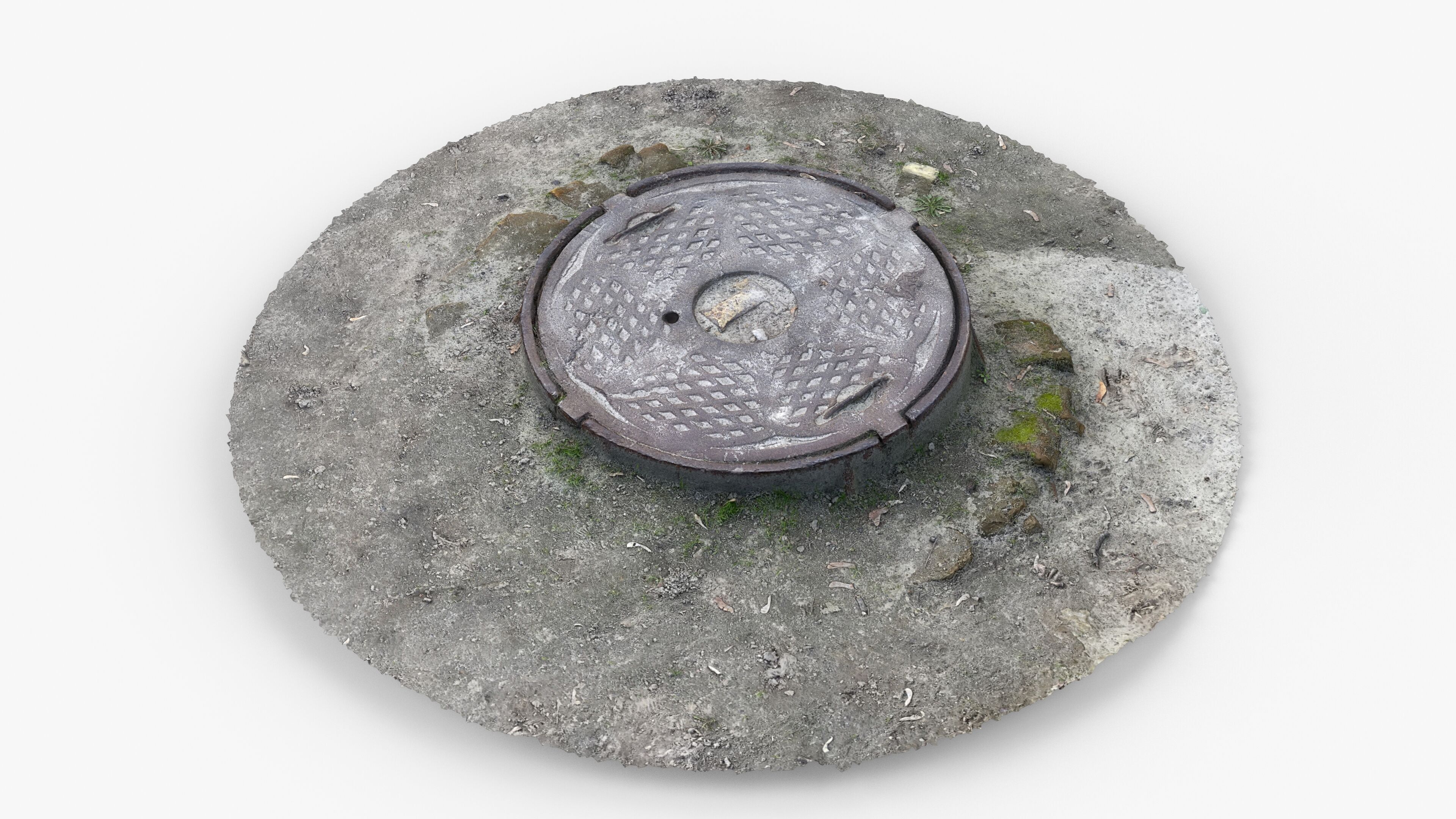 Photorealistic 3D scan of manhole Hatch cover Sewer Manhole Low-poly 3D model_8