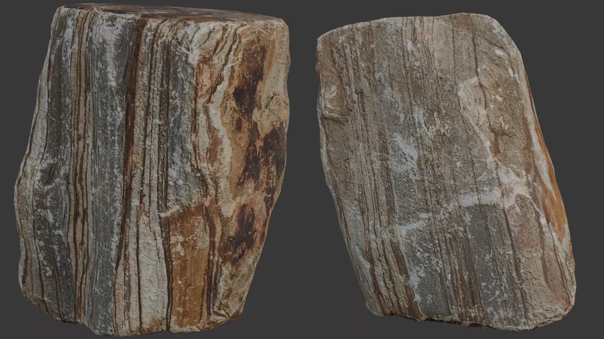Striped Rock Scan Low-poly 3D model_0