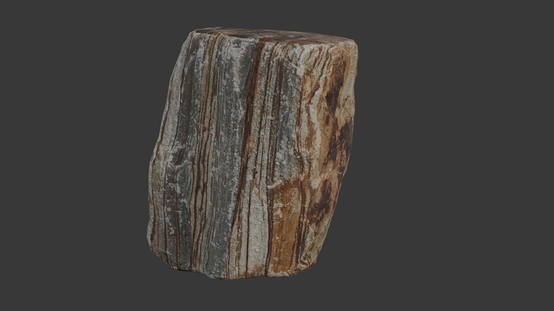 Striped Rock Scan Low-poly 3D model_1