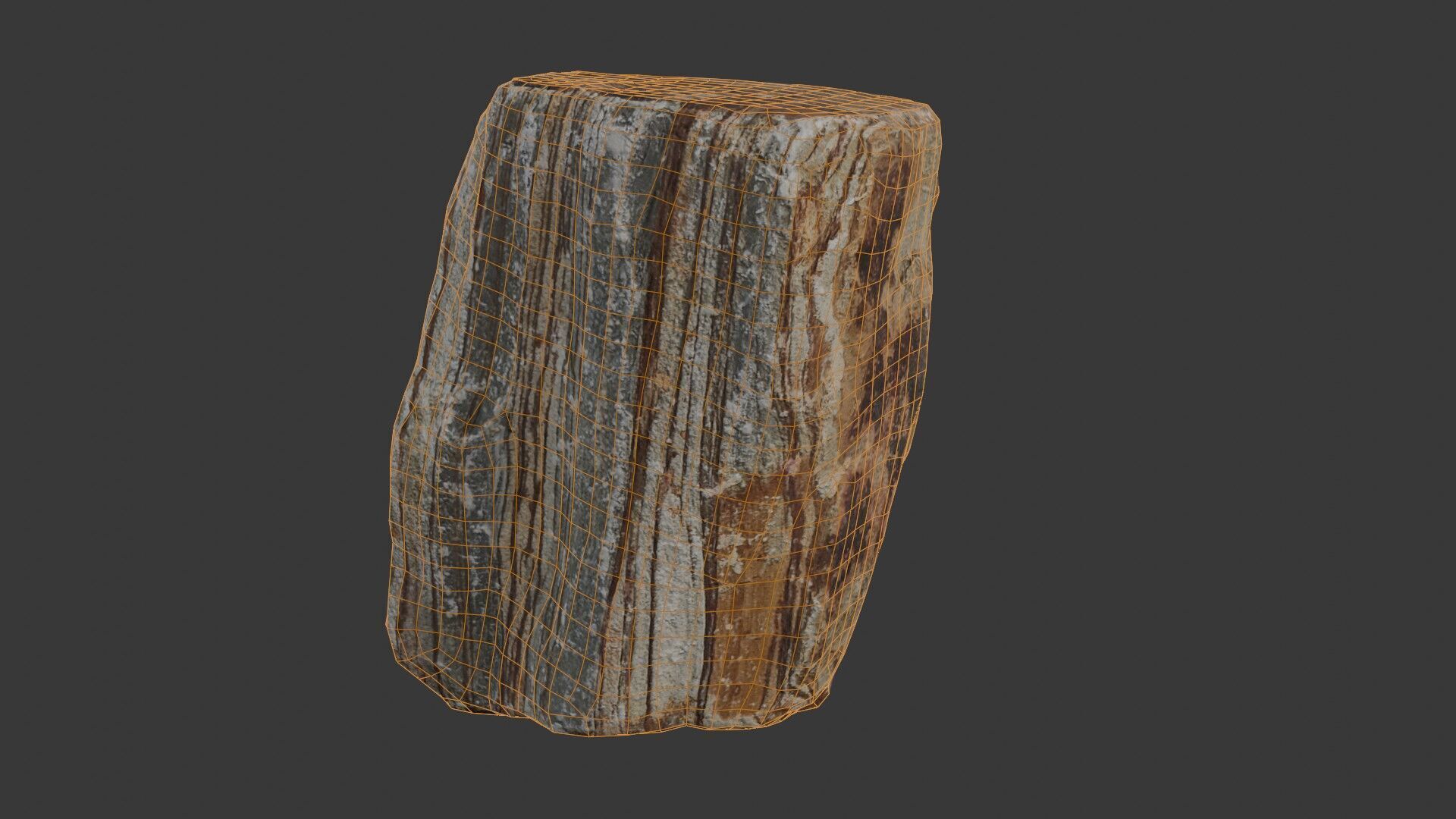 Striped Rock Scan Low-poly 3D model_2