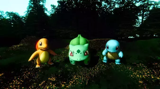 kanto Pokemon Starter Pack Low-poly 3D model