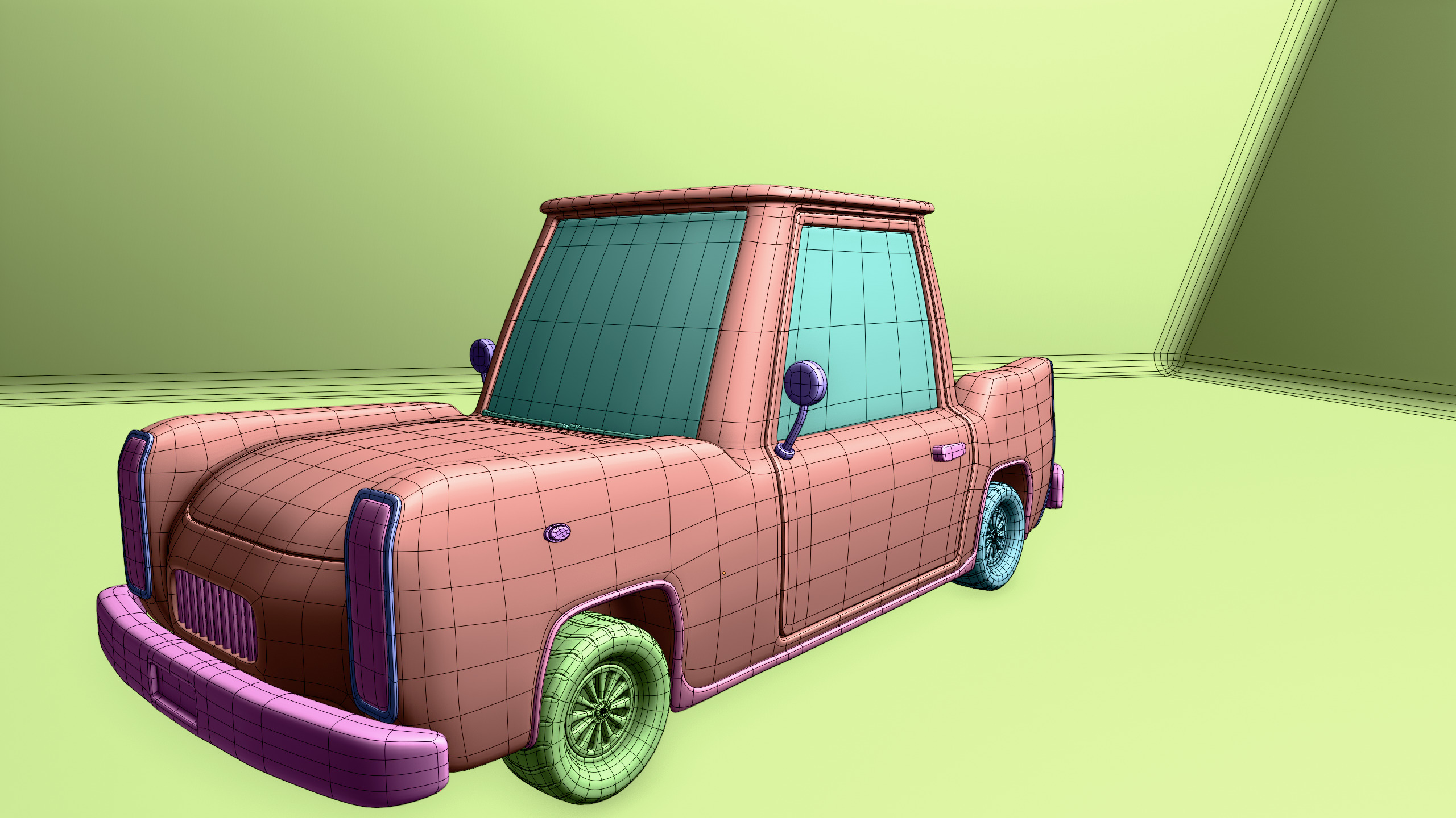 a stylized car 3D model_4