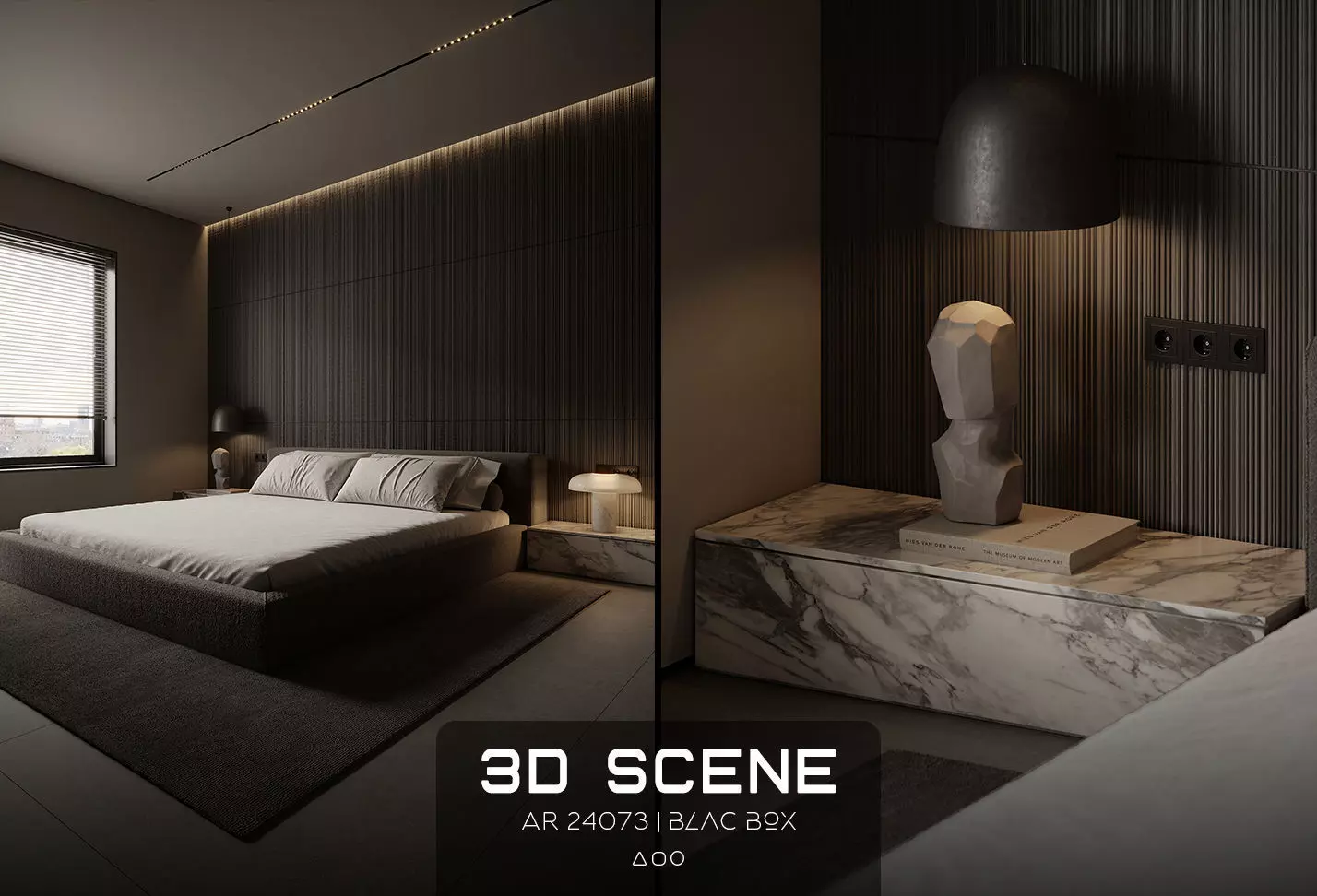 AR-25041 Dark Bedroom - Bedroom 3D Scene 3D model