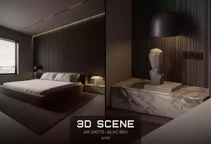 AR-25041 Dark Bedroom - Bedroom 3D Scene
