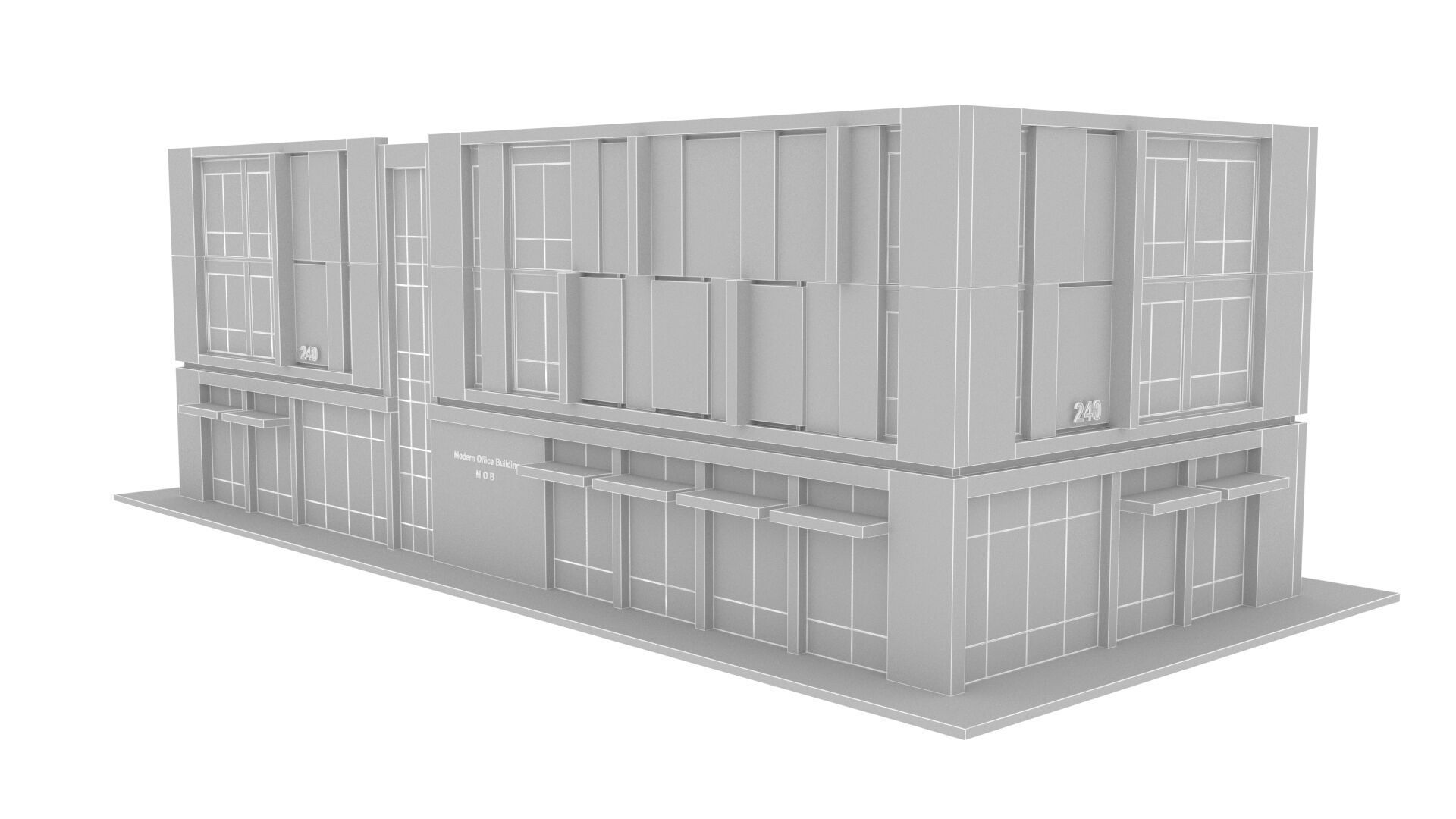Commercial building Low-poly 3D model_12