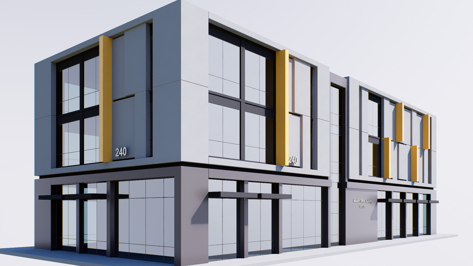 Commercial building Low-poly 3D model_9