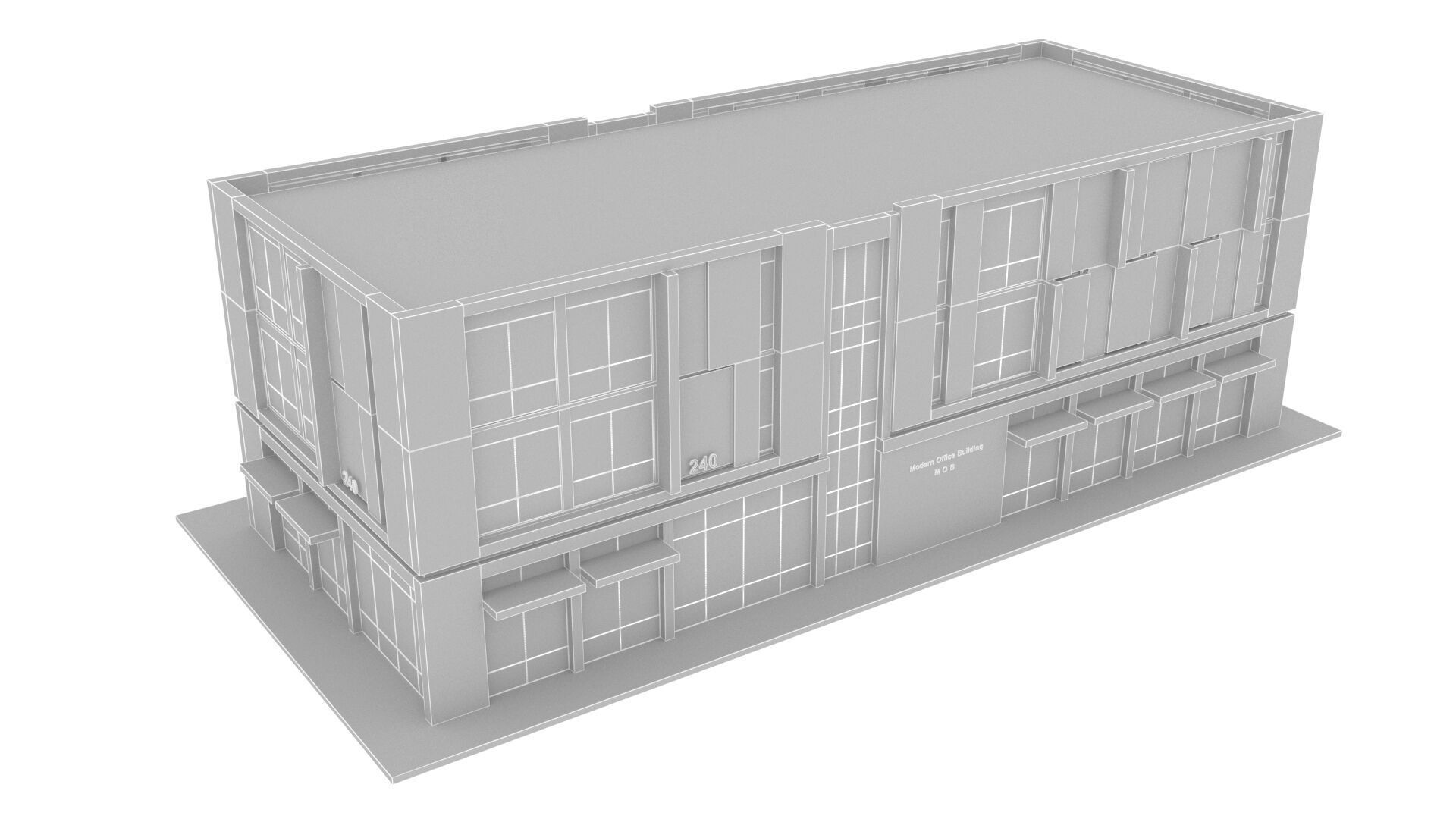 Commercial building Low-poly 3D model_10