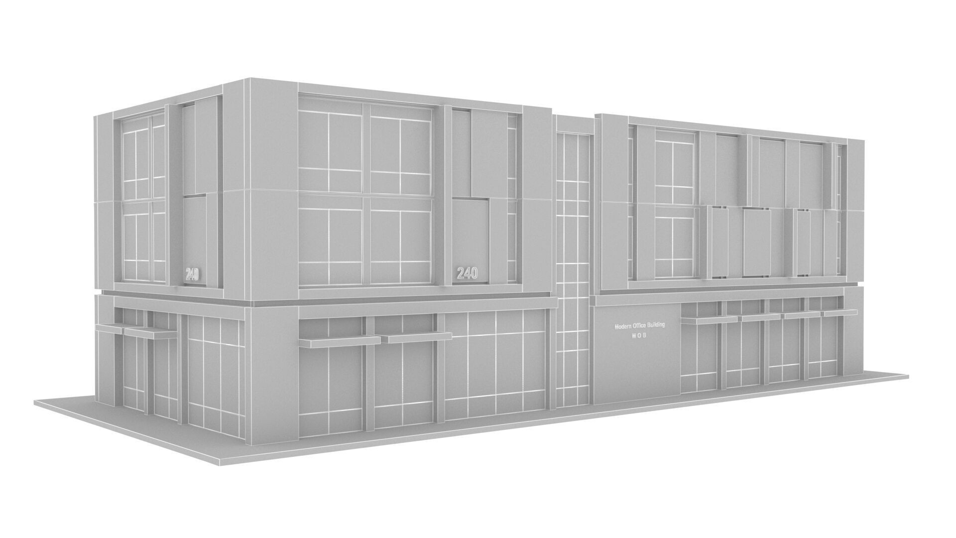 Commercial building Low-poly 3D model_11