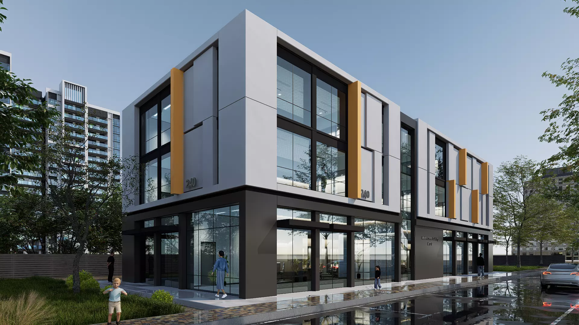 Commercial building Low-poly 3D model_0