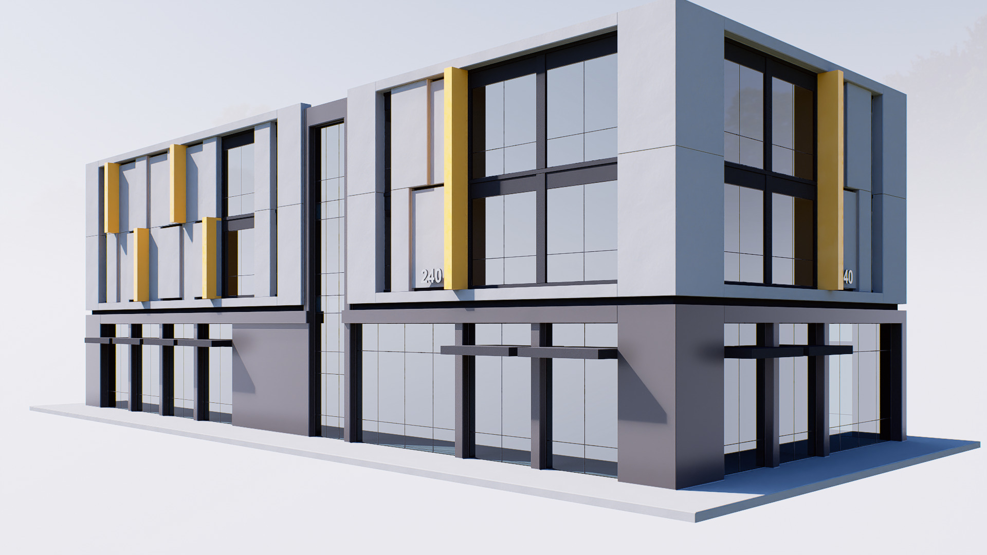 Commercial building Low-poly 3D model_6