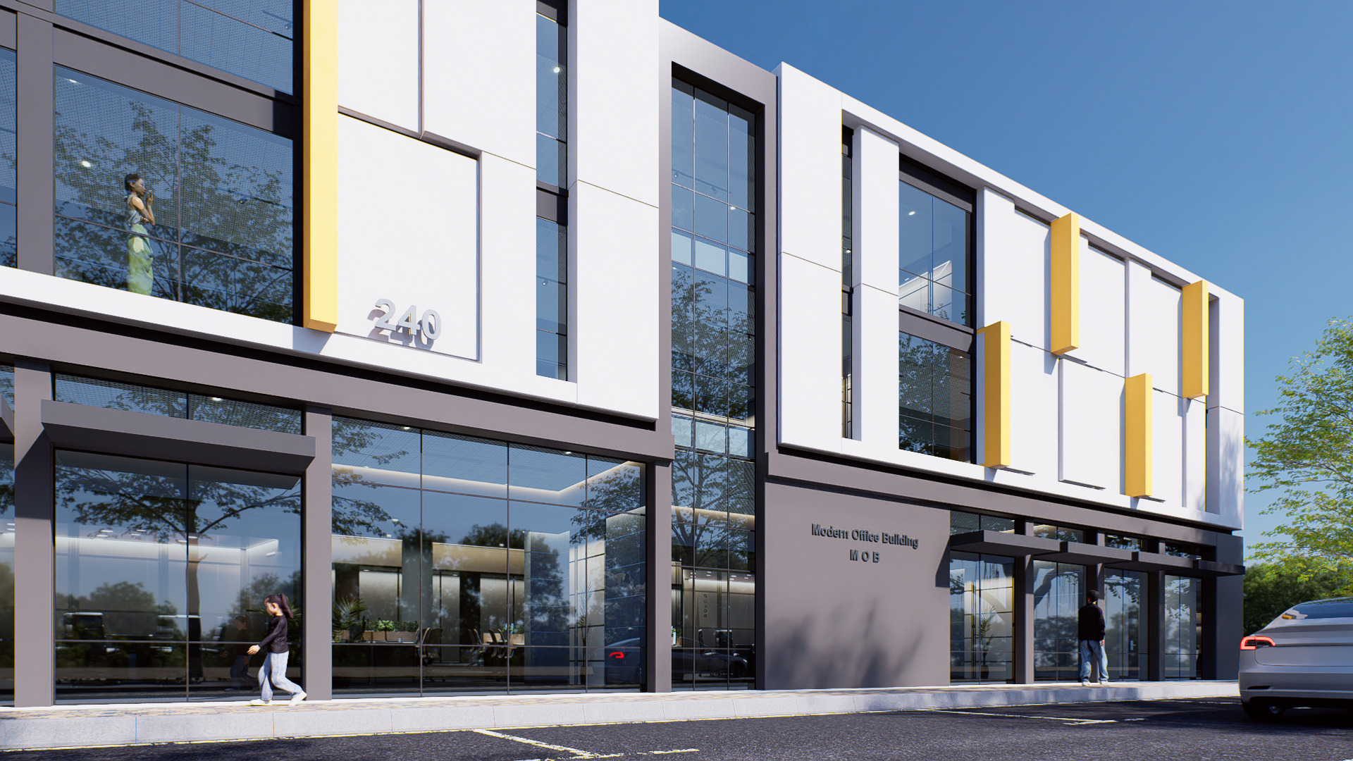 Commercial building Low-poly 3D model_3