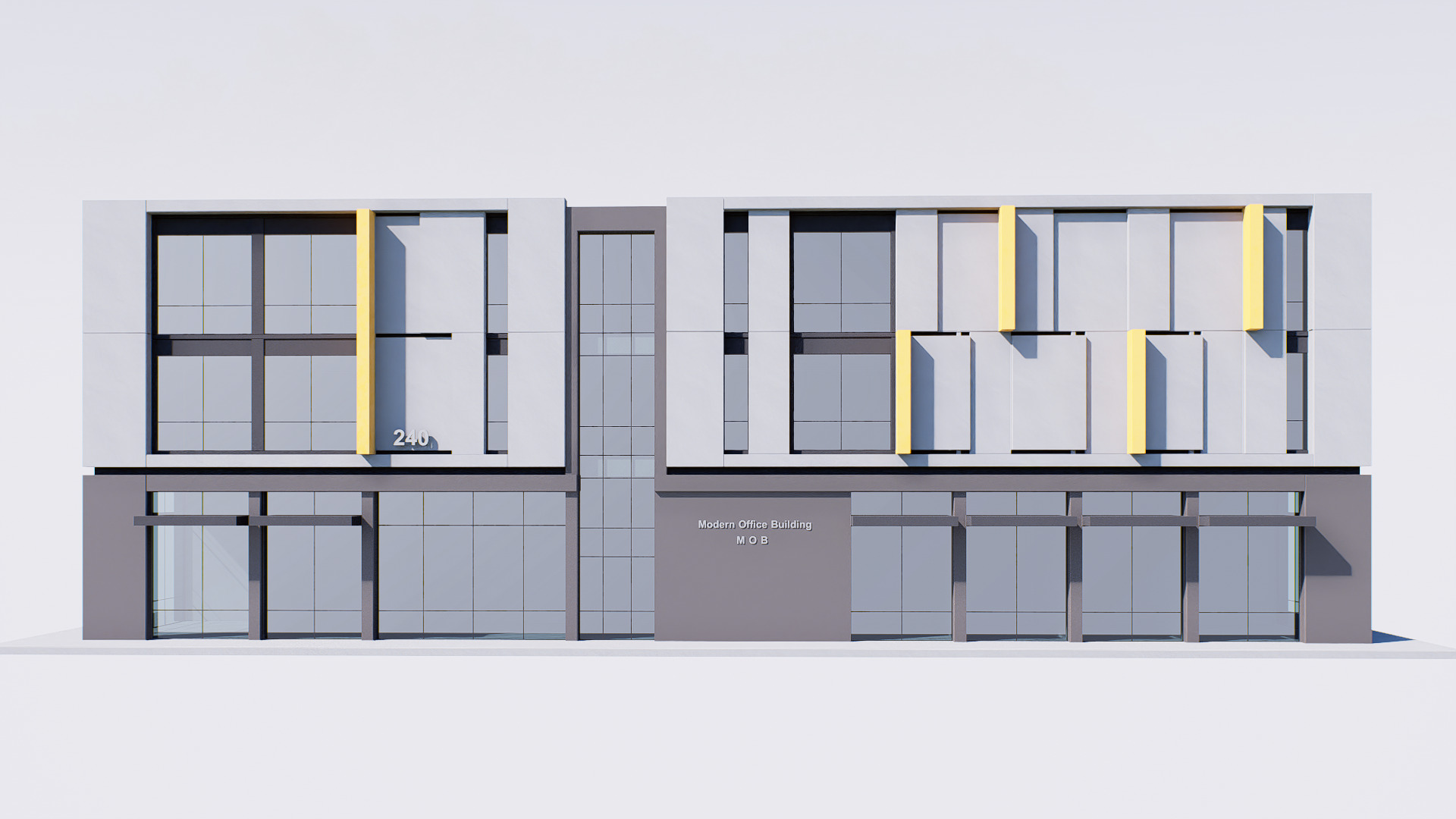 Commercial building Low-poly 3D model_8