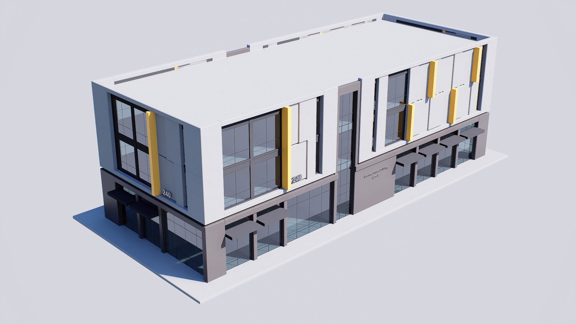 Commercial building Low-poly 3D model_5