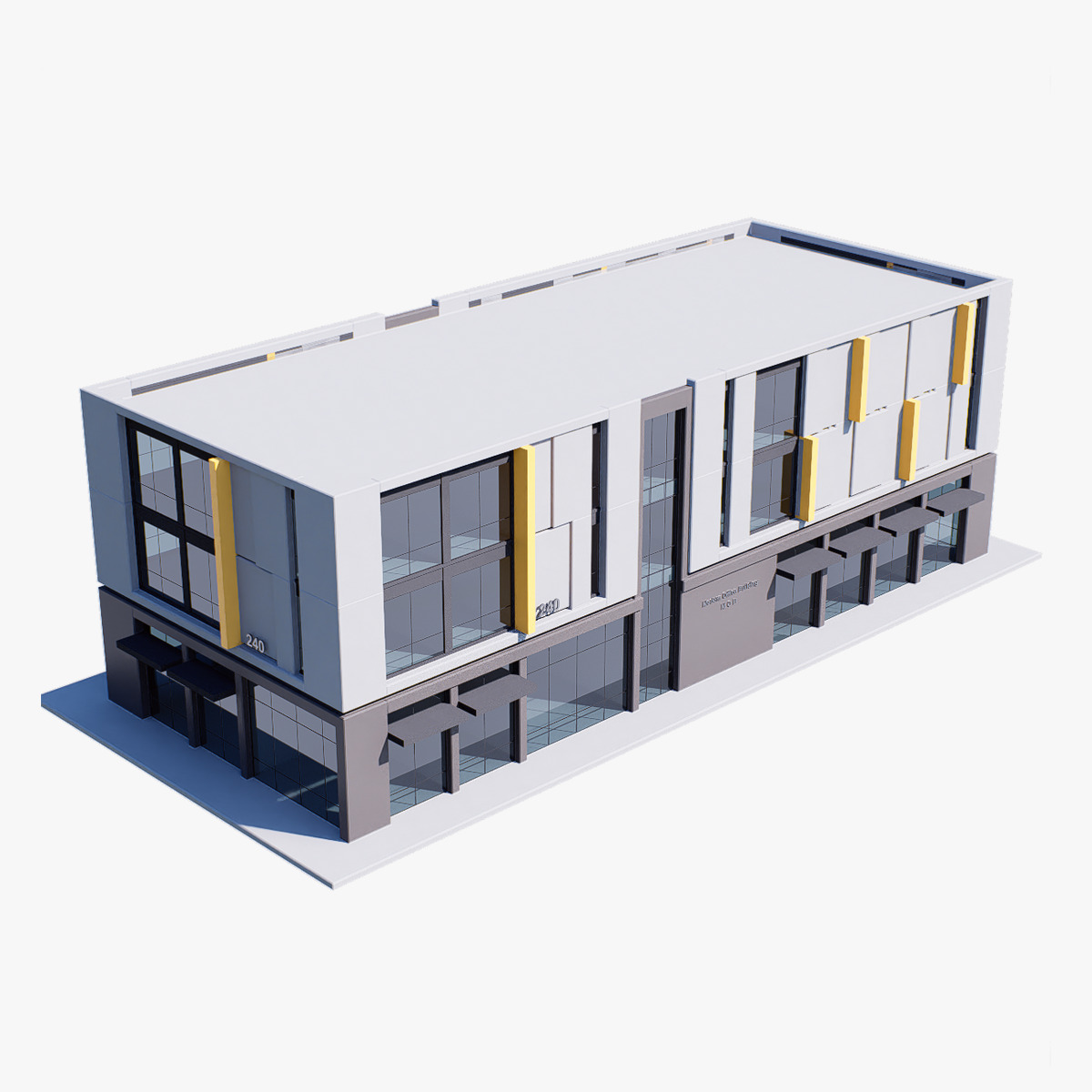 Commercial building Low-poly 3D model_4