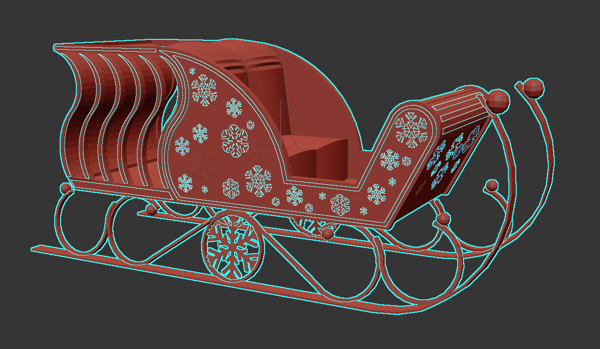 Christmas sleigh 3D model_7