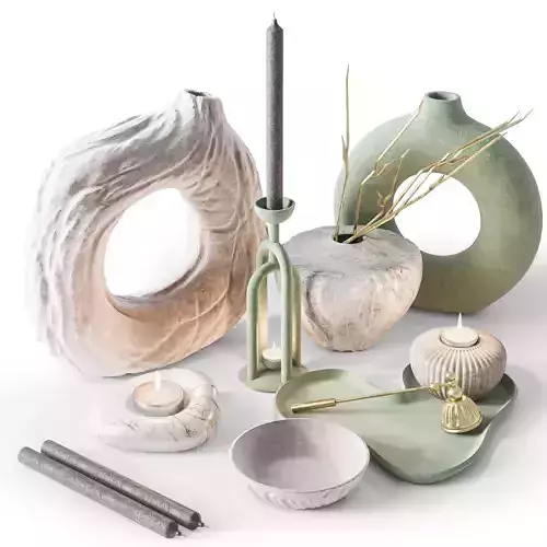 Collection of vases with candles and candlesticks Candles