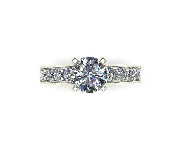 Engagement Ring With Rounded Diamonds 3D model_1